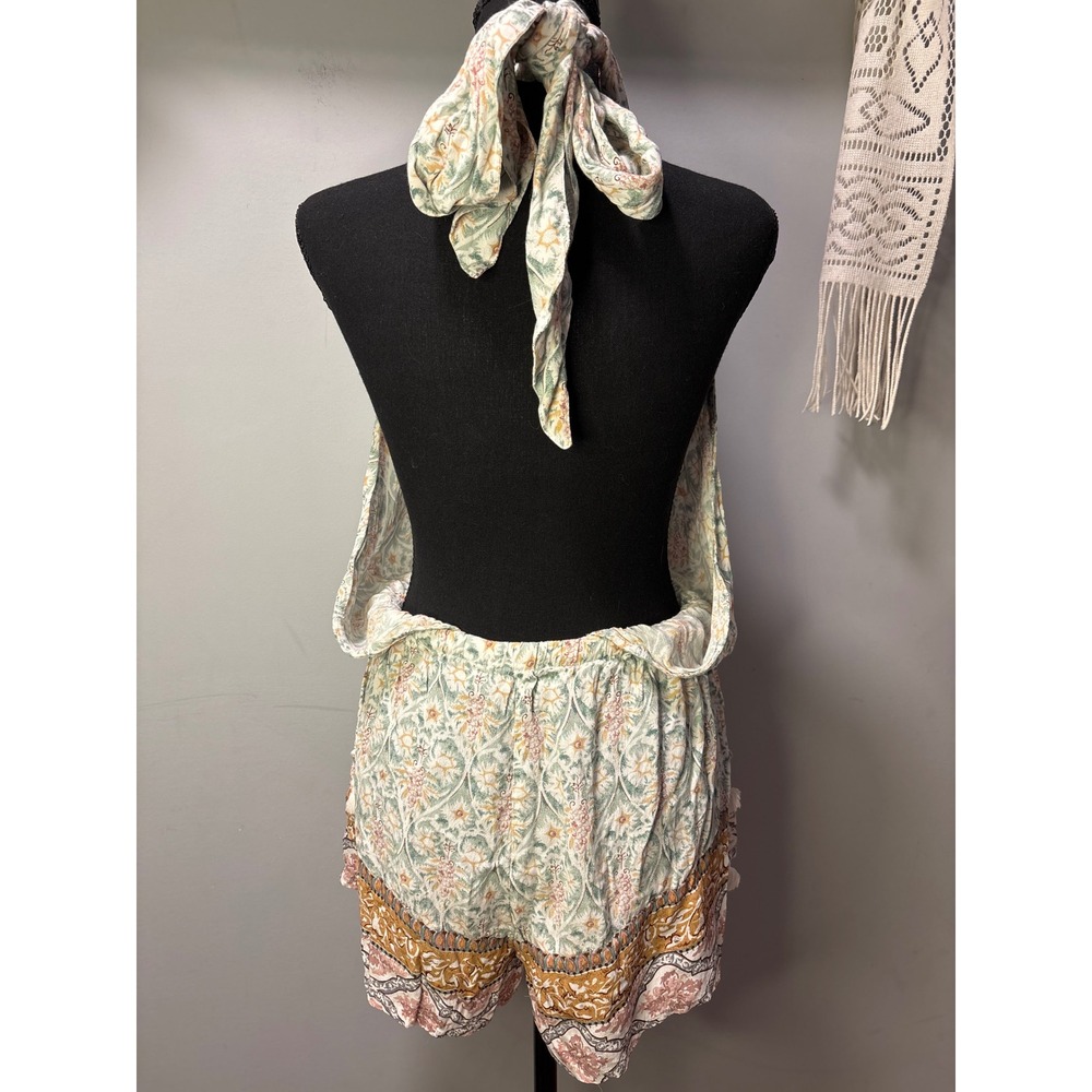 Faithfull The Brand Floral Halter Romper Backless Boho Tassel High Neck Medium - Picture 5 of 8